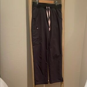 Figs Men’s Cargo Pants in Black with Light Pink Drawstring